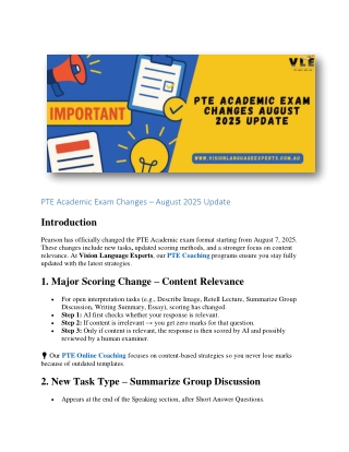 PTE Academic Exam Changes – August 2025 Update