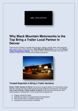 Why Black Mountain Motorworks is the Top Bring a Trailer Local Partner in Denver