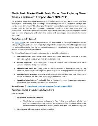Plastic Resin Market Trends Forecasted for 2035