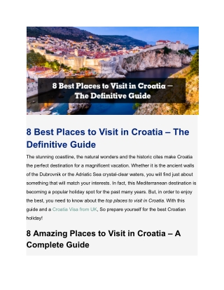 Places to visit in Croatia