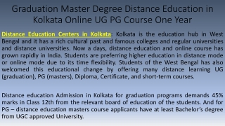 Graduation Master Degree Distance Education in Kolkata Online Course One Year