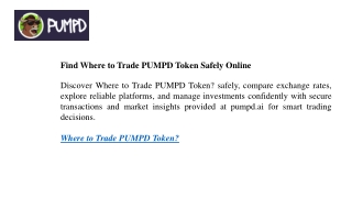 Find Where to Trade PUMPD Token Safely Online