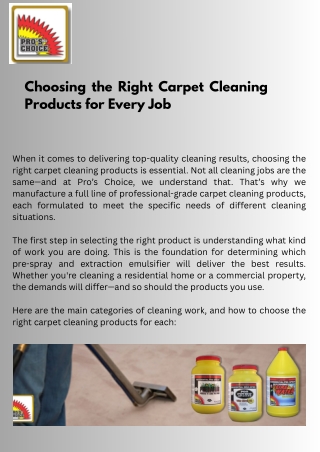 Choosing the Right Carpet Cleaning Products for Every Job
