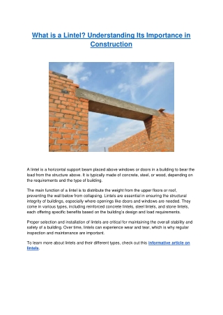 What is a Lintel - Understanding Its Importance in Construction