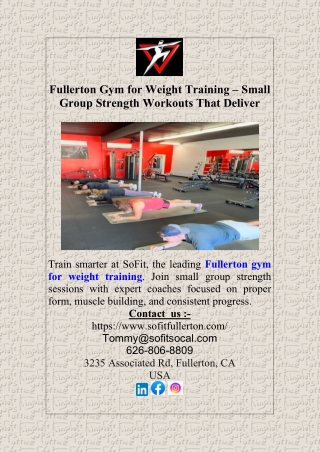 Fullerton Gym for Weight Training – Small Group Strength Workouts That Deliver