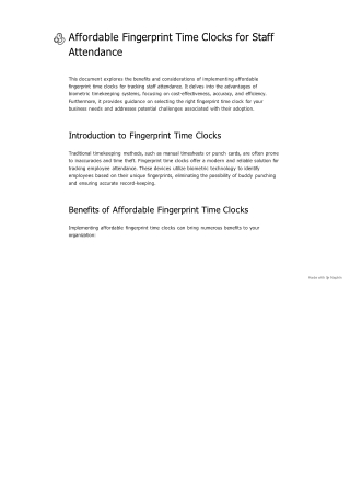 Affordable Fingerprint Time Clocks for Staff Attendance