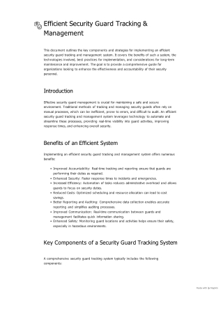 Efficient Security Guard Tracking & Management