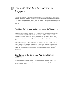 Leading Custom App Development in Singapore