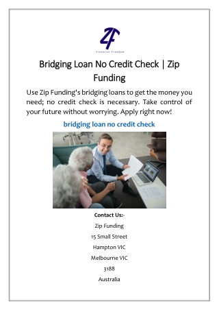 Bridging Loan No Credit Check | Zip Funding