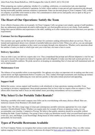 Joliet's Trusted Name in Outdoor Sanitation Solutions: Meet Our Team!