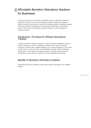 Affordable Biometric Attendance Solutions for Businesses