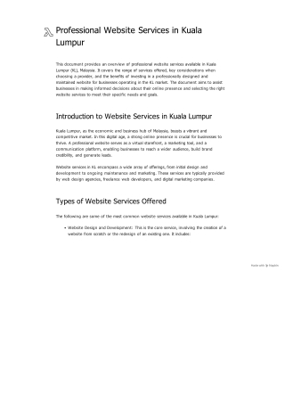 Professional Website Services in Kuala Lumpur