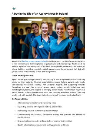 A Day in the Life of an Agency Nurse in Ireland