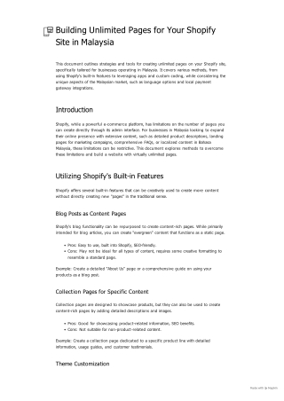 Building Unlimited Pages for Your Shopify Site in Malaysia