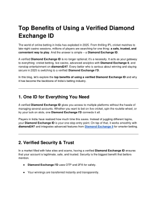 Top Benefits of Using a Verified Diamond Exchange ID