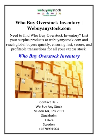 Who Buy Overstock Inventory | Webuyanystock.com