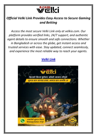 Official Velki Link Provides Easy Access to Secure Gaming and Betting