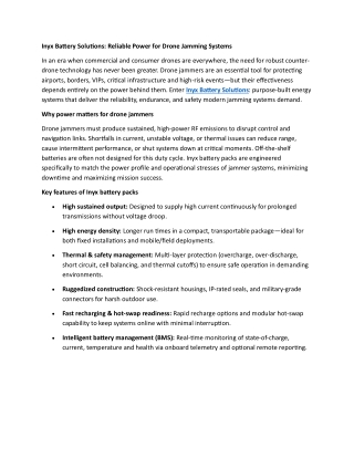Inyx Battery Solutions: Reliable Power for Drone Jamming Systems