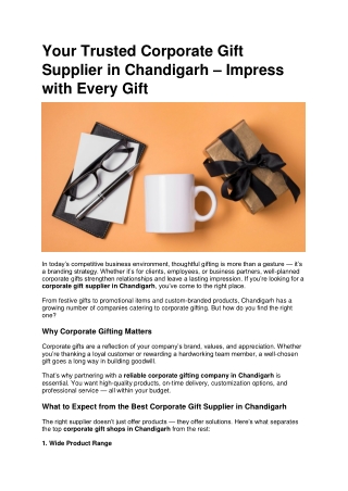 Your Trusted Corporate Gift Supplier in Chandigarh – Impress with Every Gift