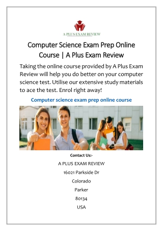 Computer Science Exam Prep Online Course | A Plus Exam Review