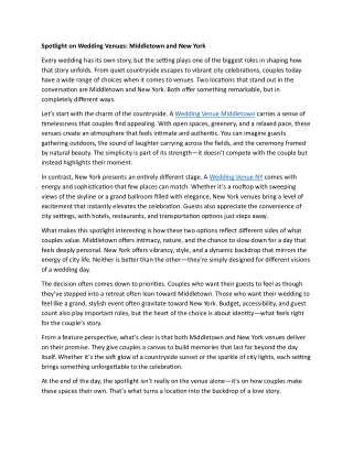 Spotlight on Wedding Venues Middletown and New York