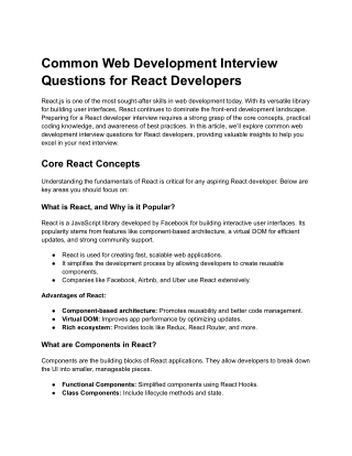 Common Web Development Interview Questions for React Developers