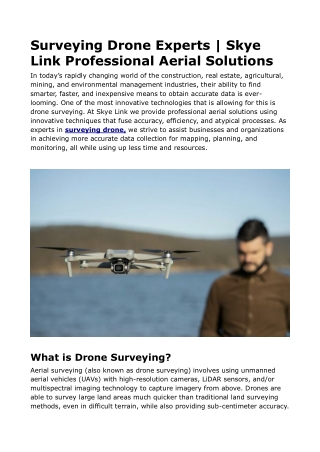 Surveying Drone Experts _ Skye Link Professional Aerial Solutions