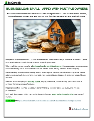 BUSINESS LOAN SMALL – APPLY WITH MULTIPLE OWNERS