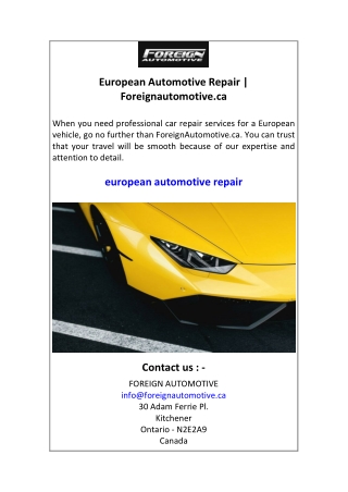 European Automotive Repair  Foreignautomotive.ca