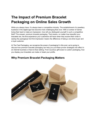 The Impact of Premium Bracelet Packaging on Online Sales Growth