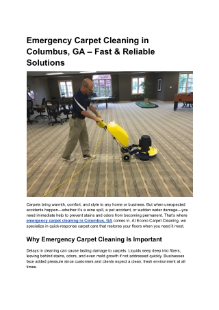 Emergency Carpet Cleaning in Columbus, GA – Fast & Reliable Solutions