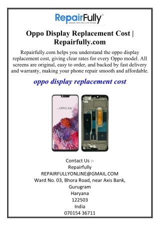Oppo Display Replacement Cost | Repairfully.com