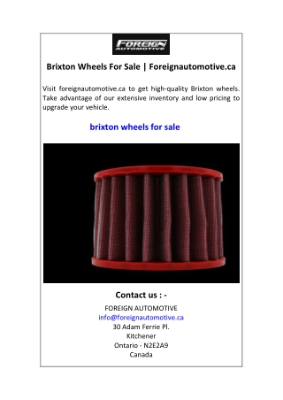 Brixton Wheels For Sale  Foreignautomotive.ca