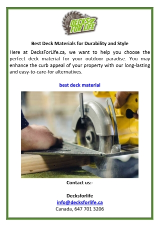 Best Deck Materials for Durability and Style