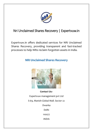Nri Unclaimed Shares Recovery | Expertvuw.in