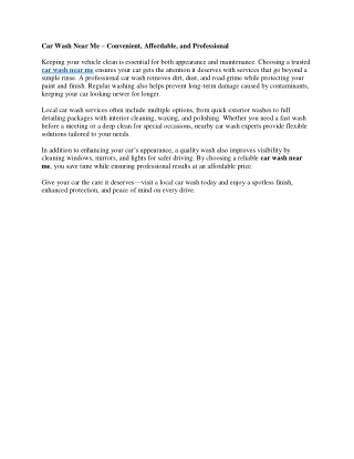 Car Wash Near Me – Convenient, Affordable, and Professional