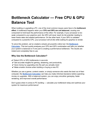 Bottleneck Calculator