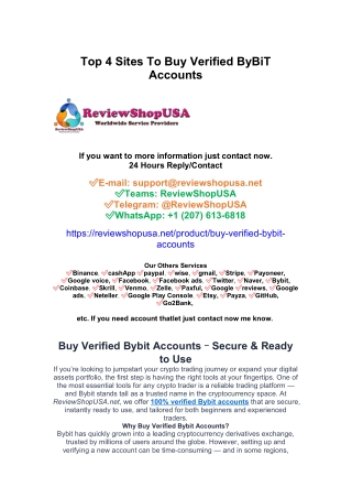 Buy Verified ByBiT Accounts - 100% KYC Verified Accounts