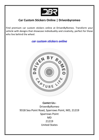 Car Custom Stickers Online  Drivenbyromeo