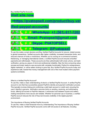 How to Buy Verified PayPal Accounts and Save Time Fa Pvatopsell