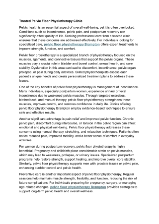 pelvic floor physiotherapy brampton