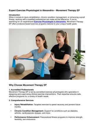 Expert Exercise Physiologist in Alexandria – Movement Therapy EP