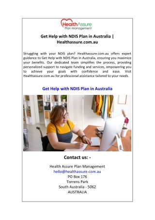 Get Help with NDIS Plan in Australia  Healthassure