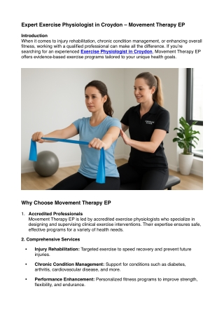 Expert Exercise Physiologist in Croydon – Movement Therapy EP