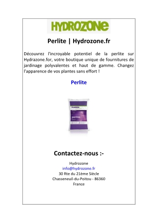 Perlite  Hydrozone.fr