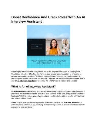 Boost Confidence And Crack Roles With An AI Interview Assistant