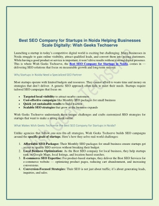 Best SEO Company for Startups in Noida Helping Businesses Scale Digitally