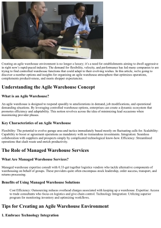 Tips for Creating an Dynamic Warehouse Environment