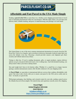 Affordable and Fast Parcel to the USA Made Simple