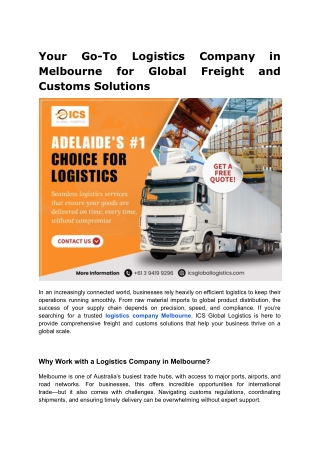 logistics company Melbourne